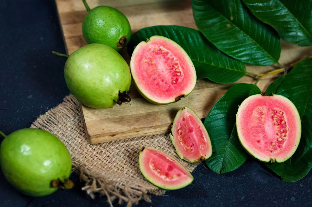 close up shot of sliced guavas